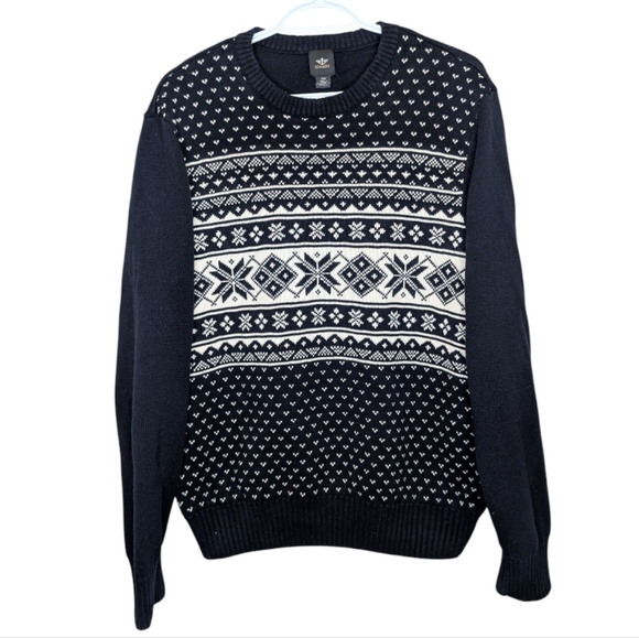 Dockers Men's Medium Knit Navy White Snowflake Winter Sweater Christmas Office - Picture 1 of 9